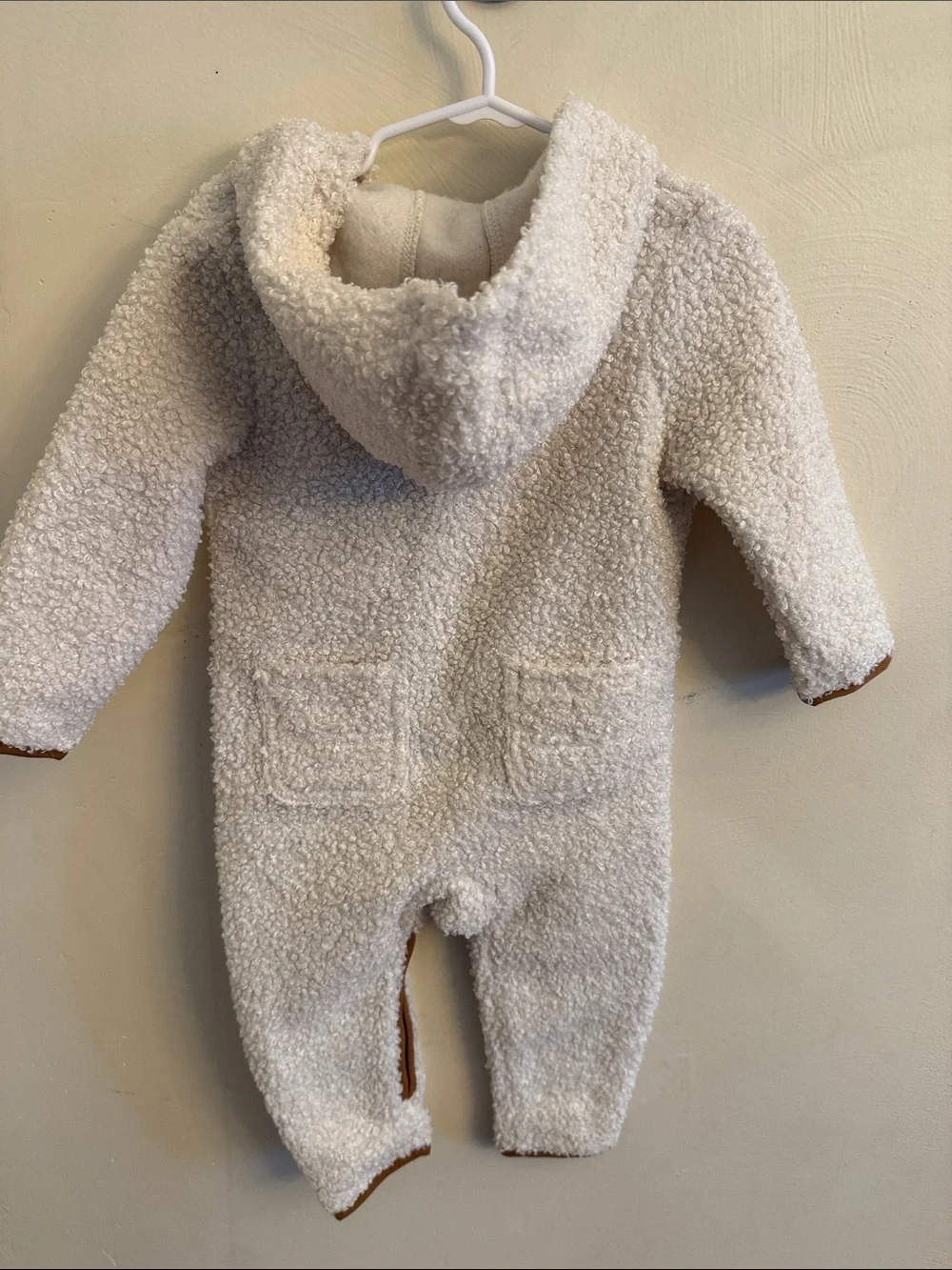 Carhartt Cream Sherpa Hooded One-Piece with Brown Pocket Trim
